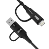  4w1 Uniwersalny kabel przewód 2x USB-C 1x USB-A 1x Lightning 60W 1m czarny - zdj. dodatkowe 1