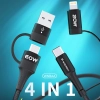  4w1 Uniwersalny kabel przewód 2x USB-C 1x USB-A 1x Lightning 60W 1m czarny - zdj. dodatkowe 4