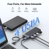 HUB adapter rozdzielacz portów 4x USB-A 3.0 i kablem zasilającym USB-A czarny - zdj. dodatkowe 3