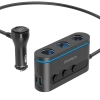  Ładowarka samochodowa + 3x gniazdo zapalniczki 2x USB-C PD 1x USB-A QC - czarna - zdj. dodatkowe 1