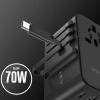  Adapter ładowarka podróżna 70W EU / US / AUS / UK z wbudowanym kablem USB-C - czarny - zdj. dodatkowe 6