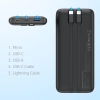  Powerbank 10000 mAh 22.5W USB-A USB-C micro USB z kablem USB-C i Lightning - czarny - zdj. dodatkowe 7