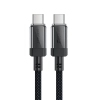 Kabel przewód USB-C z nylonowym oplotem PD 60W 480Mb/s - czarny