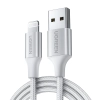 Kabel przewód w oplocie USB-A - iPhone Lightning MFi 2m - srebrny