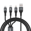 3w1 Kabel przewód 60W USB-A - MicroUSB USB-C iPhone Lightning 1.2m - czarna