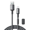 Kabel przewód USB-A - iPhone Lightning z organizerem uchwytem magnetycznym 1.2m - szary