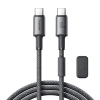 Kabel przewód USB-C - USB-C z organizerem uchwytem magnetycznym 1.2m - szary