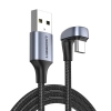 Kątowy kabel przewód dla graczy USB - USB-C Quick Charge AFC FCP 3A 18W - szary