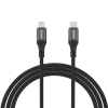 Kabel przewód w oplocie USB-C - iPhone Lightning 30W 1.2m - czarny