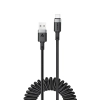 Kabel przewód spiralny USB-A - USB-C 480Mb/s 3A 1.2m - czarny