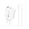 Ładowarka sieciowa 20W USB-A USB-C z kablem USB-C - iPhone Lightning 1m - biała