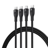  3w1 Kabel przewód Flash Series 3 100W USB-C - 2x USB-C iPhone Lightning 1.5m - czarny - zdj. dodatkowe 1