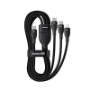  3w1 Kabel przewód Flash Series 3 100W USB-C - 2x USB-C iPhone Lightning 1.5m - czarny - zdj. dodatkowe 3