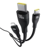  3w1 Kabel przewód Flash Series 3 100W USB-C - 2x USB-C iPhone Lightning 1.5m - czarny - zdj. dodatkowe 4