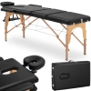 Stół łóżko do masażu składane szerokie z drewnianym stelażem DINAN BLACK - czarne