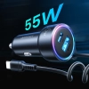  Szybka ładowarka samochodowa 3w1 z kablem USB-C 1.5m 55W czarny - zdj. dodatkowe 2