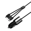  3w1 ładowarka samochodowa USB + wbudowany kabel Lightning USB-C micro USB czarny - zdj. dodatkowe 7