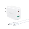 2w1 Ładowarka sieciowa 2x USB-C USB 65W + kabel USB-C biały