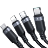  4w1 Kabel przewód USB-A - 2x USB-C iPhone Lightning microUSB 1.2m czarny - zdj. dodatkowe 2