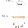  Lampa sufitowa wisząca LOFT 6 punktowa E27 - drewniana belka - zdj. dodatkowe 4