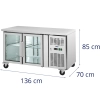  Stół chłodniczy na kółkach 2 drzwiowy przeszklony 280 l 136 x 70 x 85 cm - zdj. dodatkowe 6