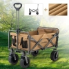  Wózek turystyczny składany ogrodowy do transportu duże koła z blokadą - brązowy - zdj. dodatkowe 6