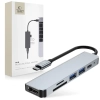 6w1 HUB rozdzielacz USB-C na USB-A USB-C HDMI micro SD / TF / SD - szary