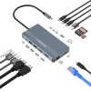  14w1 HUB do 3 monitorów USB-A USB-C DisplayPort HDMI RJ45 SD TF mini jack - szary - zdj. dodatkowe 1