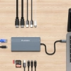  14w1 HUB do 3 monitorów USB-A USB-C DisplayPort HDMI RJ45 SD TF mini jack - szary - zdj. dodatkowe 3