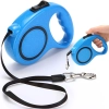 Smycz automatyczna zwijana taśma z blokadą dla psa do 15 kg 5 m - niebieska