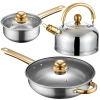  Zestaw garnków kuchennych z pokrywkami czajnikiem patelnią - 11 el. - zdj. dodatkowe 3