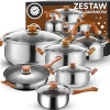 Zestaw garnków kuchennych z pokrywkami czajnikiem patelnią na gaz indukcję - 11 el.