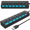 HUB rozdzielacz USB-A z włącznikami podświetlaniem 7 portów