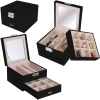 Szkatułka pudełko organizer na biżuterię z lusterkiem szufladą - czarny