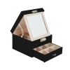  Szkatułka pudełko organizer na biżuterię z lusterkiem szufladą - czarny - zdj. dodatkowe 1