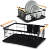 Suszarka do naczyń ociekacz metalowy z pojemnikiem na sztućce tacką - czarny