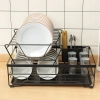  Suszarka do naczyń ociekacz dwupoziomowy z pojemnikiem na sztućce tacką - czarny - zdj. dodatkowe 2