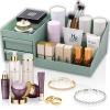  Organizer łazienkowy na kosmetyki biżuterię 2 szuflady 7 przegród - zielony - zdj. dodatkowe 1