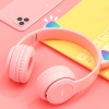  Słuchawki bezprzewodowe dla dzieci FM Bluetooth świecące LED SD kot - różowe - zdj. dodatkowe 2