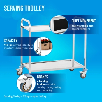  Wózek kelnerski 2 półkowy za stali nierdzewnej - zdj. dodatkowe 3