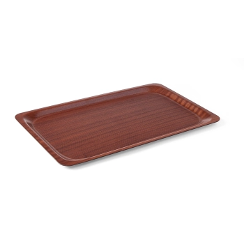 Taca antypoślizgowa drewniana, mahoń 530x325mm GN1/1 - Hendi 507216