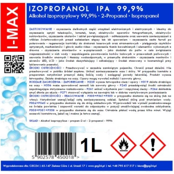  Alkohol izopropylowy Izopropanol IPA I-MAX 99,9% 1L - zdj. dodatkowe 1