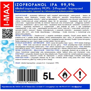  Alkohol izopropylowy Izopropanol IPA I-MAX 99,9% 5L - zdj. dodatkowe 1