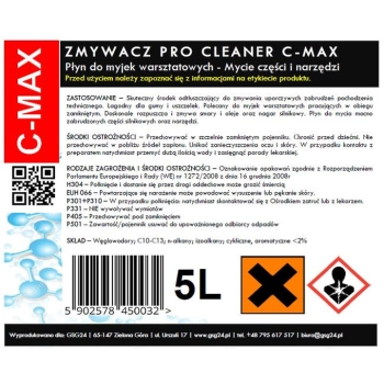  Płyn zmywacz do części i narzędzi do myjki warsztatowej PRO CLEANER C-MAX 5L - zdj. dodatkowe 1