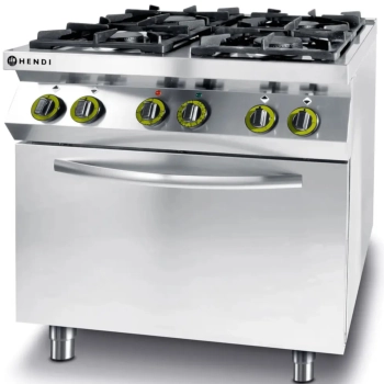 Kuchnia gazowa 4 palniki z elektrycznym piekarnikiem konwekcyjnym GN1/1 Kitchen Line - Hendi 225882