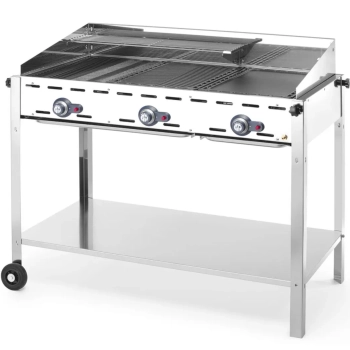 Grill gazowy "Green Fire" 3 palniki 17,4kW z osłoną i półką - Hendi 149591