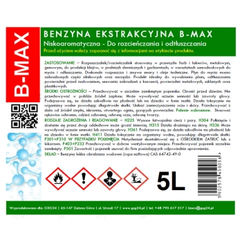  Benzyna ekstrakcyjna bezwonna B-MAX 5L - zdj. dodatkowe 1