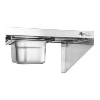  Półka ścienna wisząca na konsolach nierdzewna z pojemnikami GN1/4 - zdj. dodatkowe 4