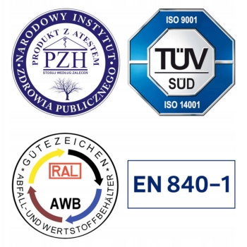  Pojemnik kubeł na odpady i śmieci ATESTY Europlast Austria - czerwony 240L - zdj. dodatkowe 1