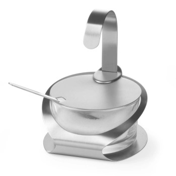  Cukiernica ze szkła i stali nierdzewnej z łyżeczką śr. 130mm wys. 90mm - Hendi 465370 - zdj. dodatkowe 1